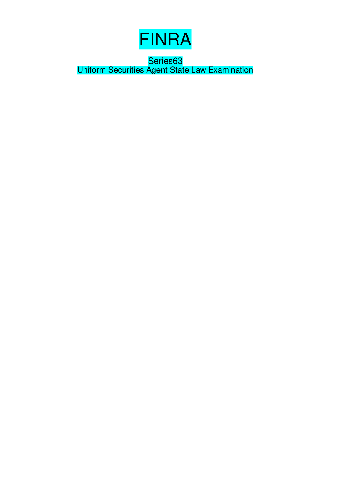 Preview of (Wiley FINRA series) Securities Institute of America - Wiley series 63 Uniform exam review